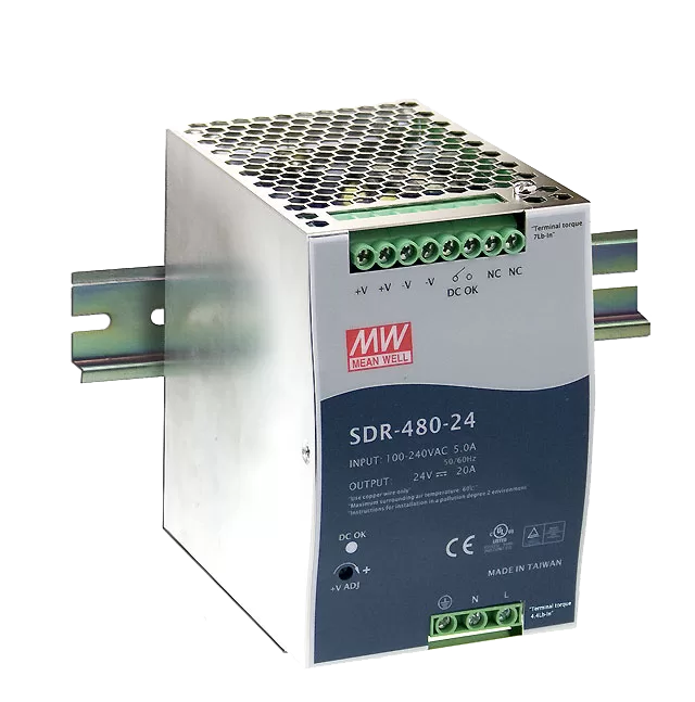 SDR-480 SDR-480-48 Mean Well Power Supply Din Rail 48 VDC 10A - Image 1